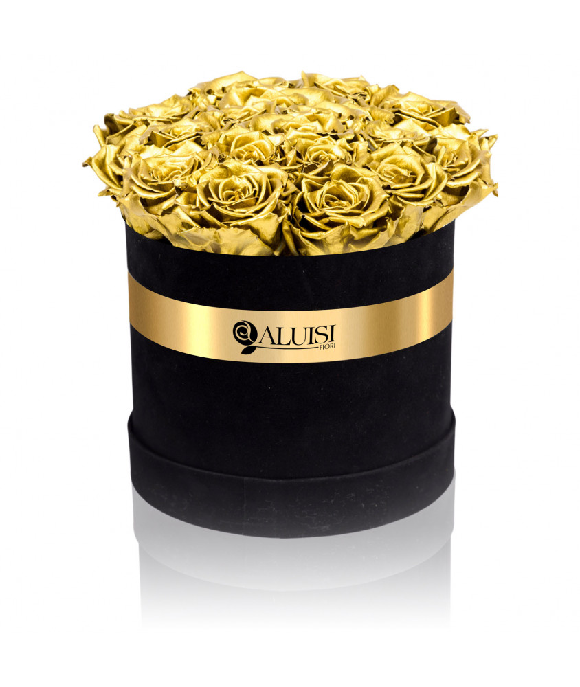 Flower Box con Rose Oro Stabilizzate