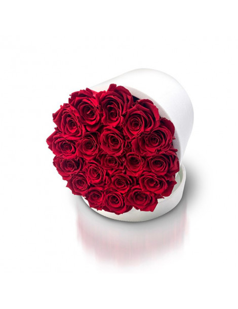 Importante Flower Box con Rose Stabilizzate Rosse