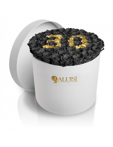 50 Rose Nere Stabilizzate Flower Box Personalizzabile