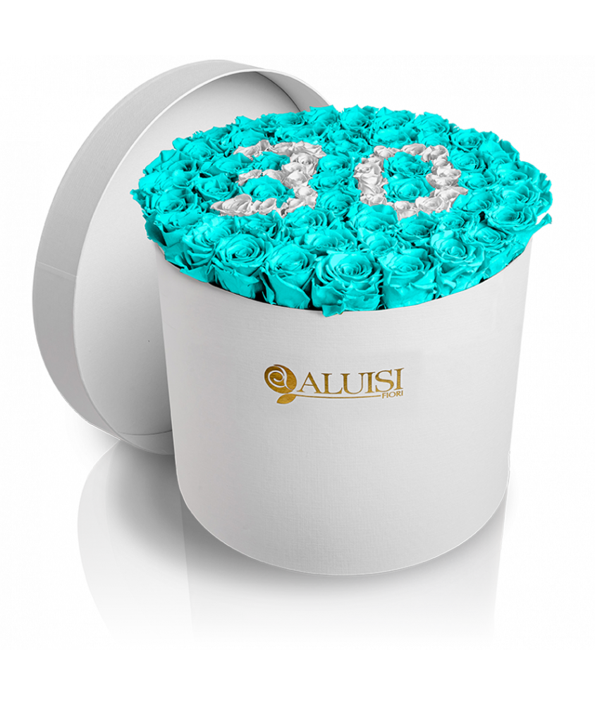 50 Rose Tiffany Stabilizzate Flower Box Personalizzabile