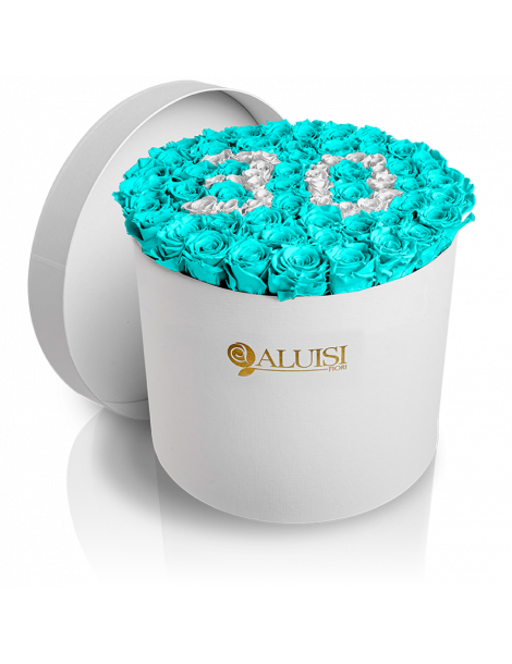 50 Rose Tiffany Stabilizzate Flower Box Personalizzabile