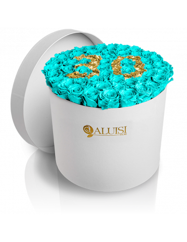 50 Rose Tiffany Stabilizzate Flower Box Personalizzabile