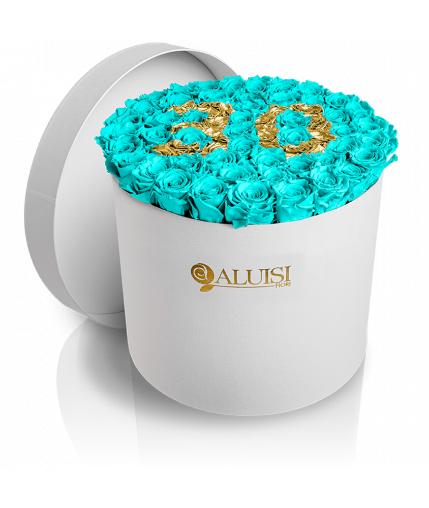 50 Rose Tiffany Stabilizzate Flower Box Personalizzabile