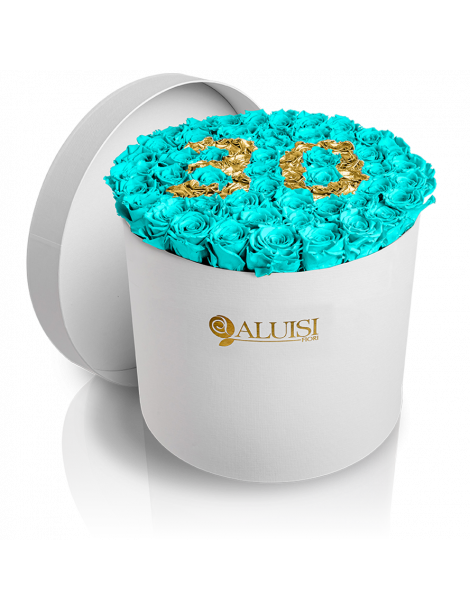50 Rose Tiffany Stabilizzate Flower Box Personalizzabile