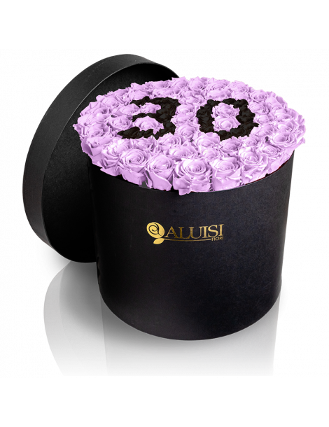 50 Rose Viola Stabilizzate Flower Box Personalizzabile