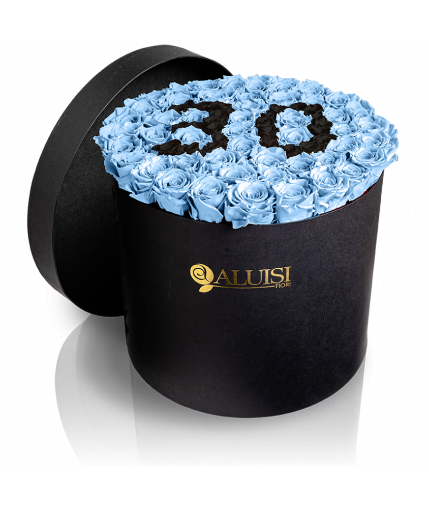 50 Rose Celesti Stabilizzate Flower Box Personalizzabile