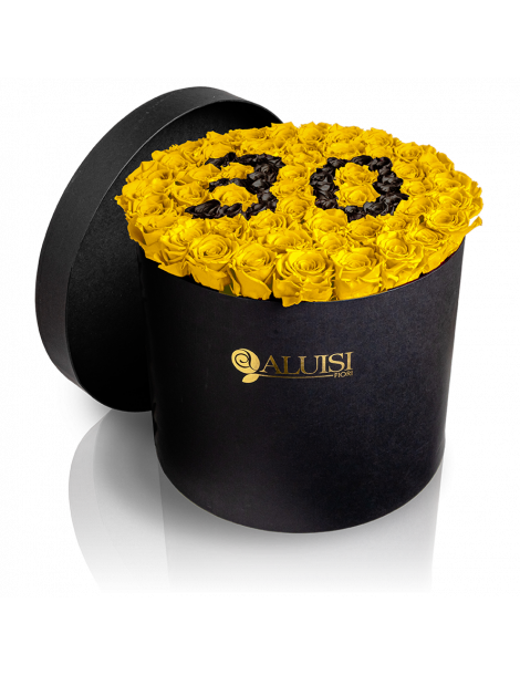 50 Rose Gialle Stabilizzate Flower Box Personalizzabile