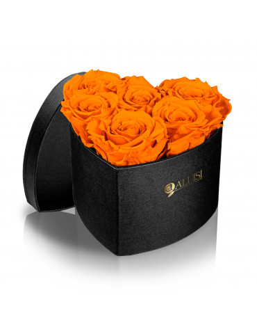 Cuore 6 Rose Arancioni Stabilizzate