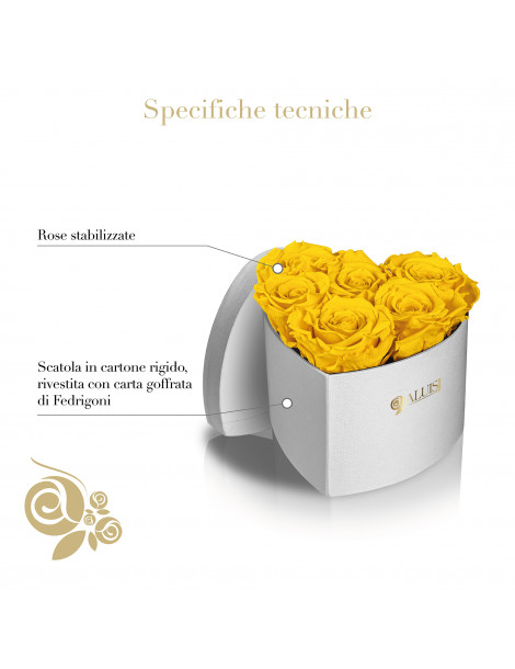Cuore 6 Rose Gialle Stabilizzate