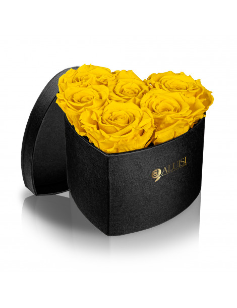 Cuore 6 Rose Gialle Stabilizzate