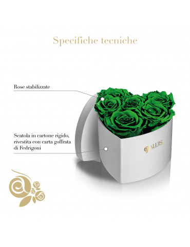 Cuore 6 Rose Verdi Stabilizzate