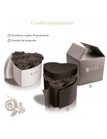 Cuore 6 Rose Verdi Stabilizzate