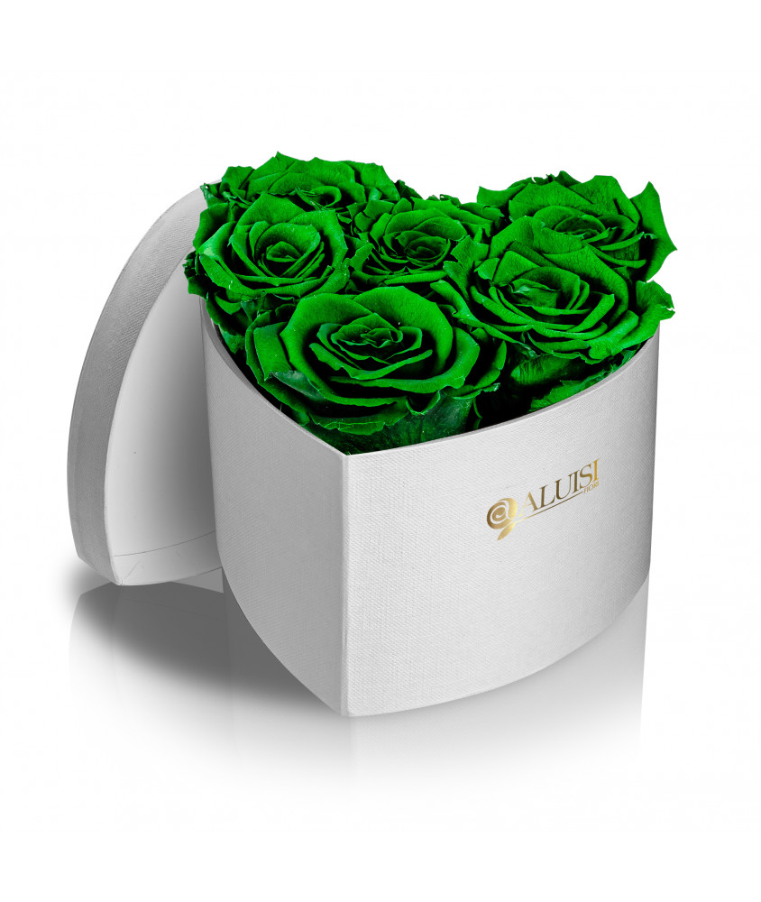 Cuore 6 Rose Verdi Stabilizzate