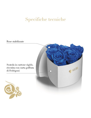 Cuore 6 Rose Blu Stabilizzate