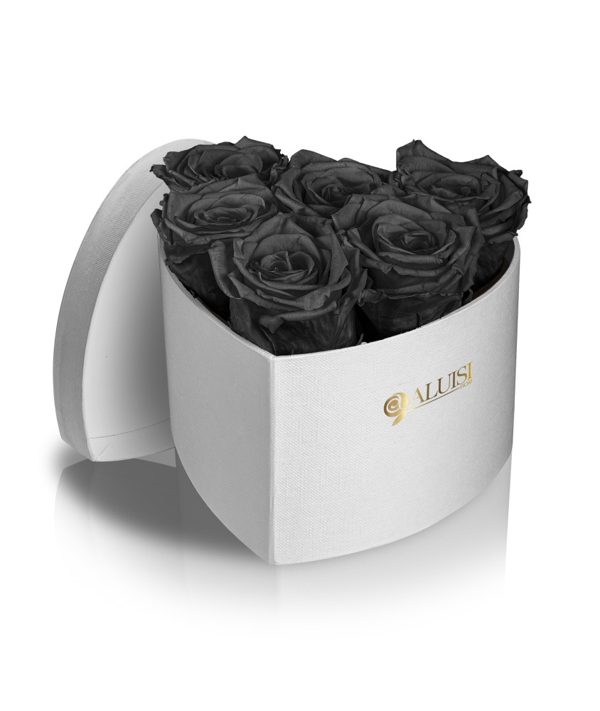Cuore 6 Rose Nere Stabilizzate