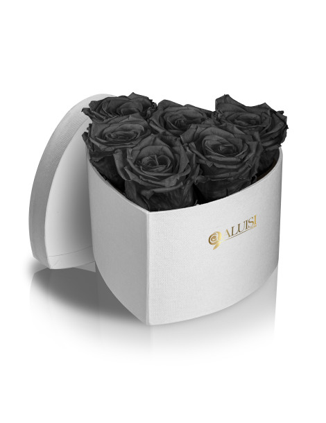 Cuore 6 Rose Nere Stabilizzate