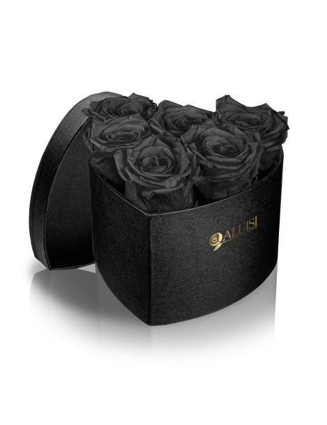Cuore 6 Rose Nere Stabilizzate