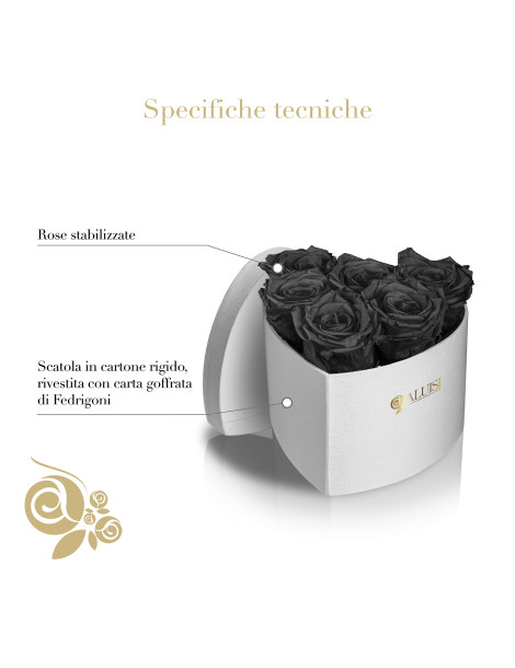 Cuore 6 Rose Nere Stabilizzate