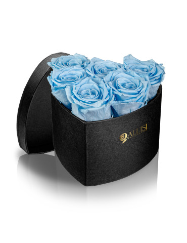 Cuore 6 Rose Celesti Stabilizzate