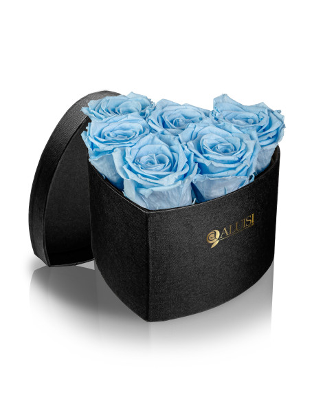 Cuore 6 Rose Celesti Stabilizzate