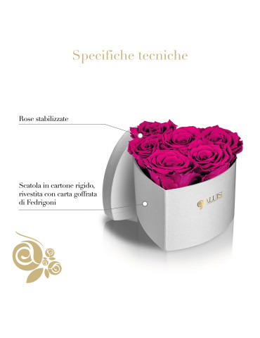 Cuore 6 Rose Fucsia Stabilizzate