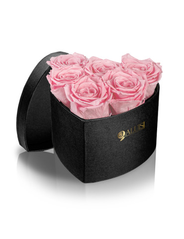 Cuore 6 Rose Rosa Stabilizzate