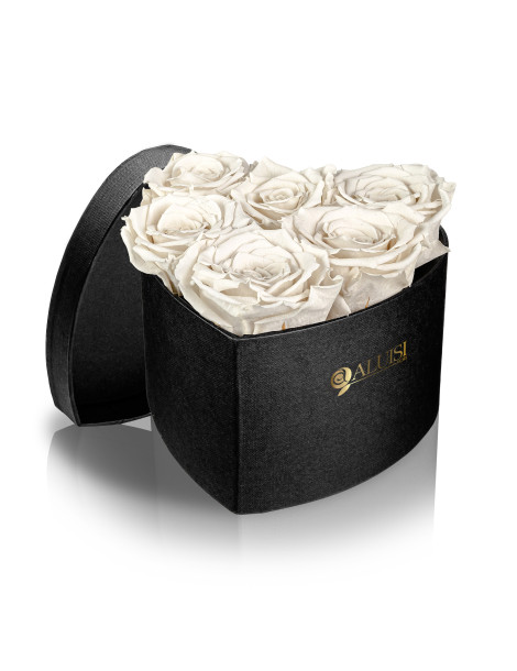 Cuore 6 Rose Bianche Stabilizzate