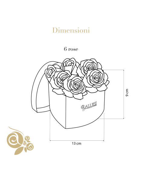 Cuore 6 Rose Bianche Stabilizzate