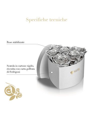 Cuore 6 Rose Argento Stabilizzate