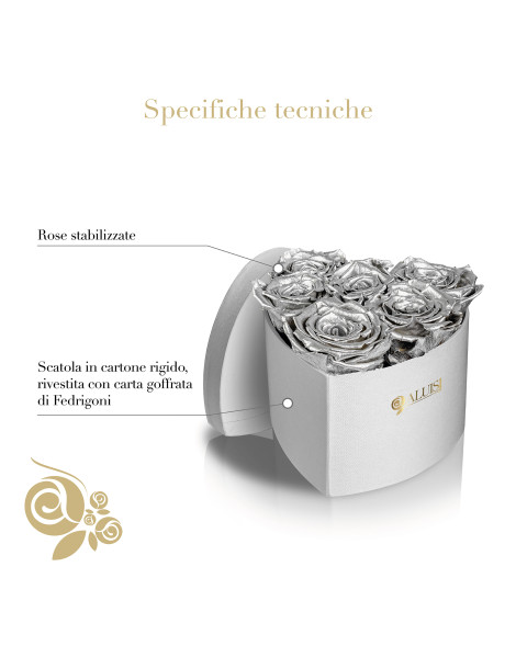 Cuore 6 Rose Argento Stabilizzate