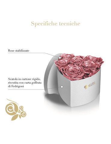Cuore 6 Rose Oro Rosa Stabilizzate