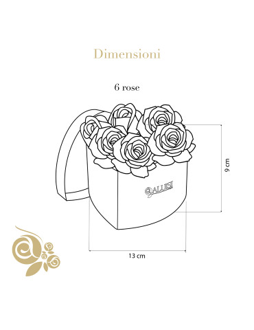 Cuore 6 Rose Oro Rosa Stabilizzate