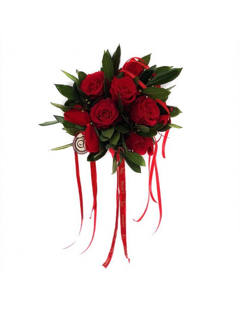 Bouquet Laurea Alloro e Rose Stabilizzate