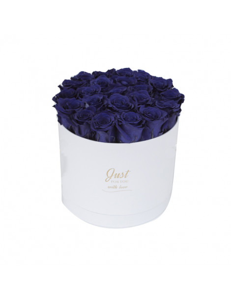 Flower Box White con Rose Blu Stabilizzate
