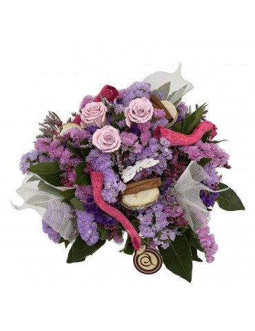Bouquet Rosa e Glicine con Fiori Stabilizzati - Idea Regalo